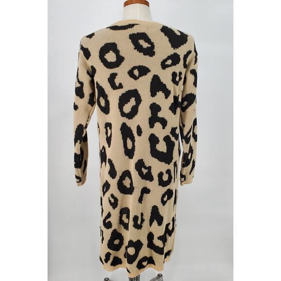Wise & Pretty Womens M/L Animal Print Long Cardigan Open Front Sweater Pre-Owned - Picture 2 of 7